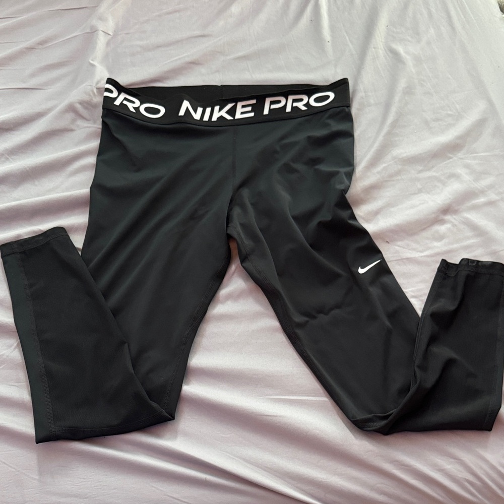 Nike Kids Black Leggings with White Logo